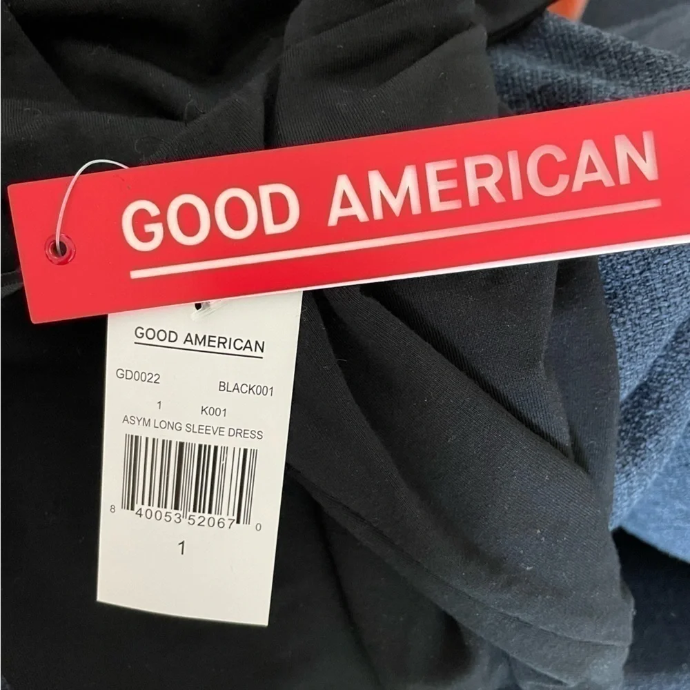 GOOD AMERICAN Day & Night Long Sleeve One Shoulder Bodycon Midi Dress Size 1 NWT - Picture 4 of 4